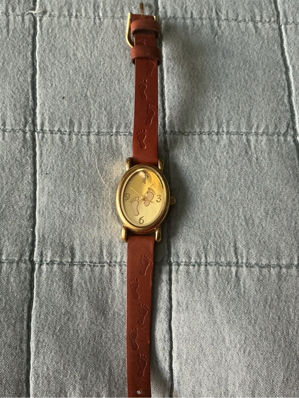 Avon Brown Leather Strap Gold-Tone Watch